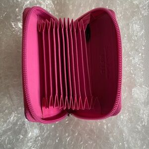 Leather Bright Pink RFID Blocking Credit Card Wallet